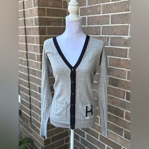Vintage Hollister Gray and Black V-Neck Cardigan
